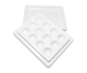 DOITOOL Nail Color Mixing Tray Imitation Ceramic for DIY Nail Art Decor 12-grid Manicure Color Palette with Cover White Practical and Elegant Design