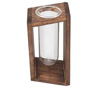 DOITOOL Nordic Style Glass Test Tube Vase with Wooden Rack Hydroponic Planter for Indoor Plants Home Office Garden Decoration Clear Display for Plant Growth Observation