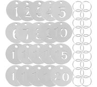 DOITOOL Number Tags for Luggage and Keychains 20Pcs Stainless Steel Hollowed Round Numbered Key Label Tags for Travel Suitcases and Key Organization