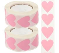 DOITOOL Pack of 1000 Pink Heart Stickers Roll - 2 Rolls Self-Adhesive Heart Stickers for Valentine's Day - Romantic Sealing Stickers for Envelopes Wedding Invitation Gift Bags and Scrapbo