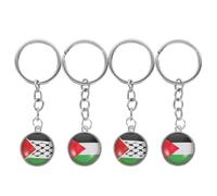 DOITOOL Palestine Flag Keychain 4 Pieces Metal Keyrings Set 3.1 Inch with Vibrant Colors for Key Holder Bag Pendant Party Accessories and Home Decor