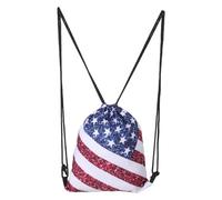 DOITOOL Patriotic Drawstring Sports Bag with American Flag Design, Oxford Cloth Backpack Featuring Lightweight Material and Vivid Digital Printing for Daily Outings and Independence Day