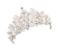 DOITOOL Pearl Tiara Bridal Crown with Pearl and Crystal Design Lightweight Alloy Korean-style Wedding Tiara Hair Accessories for Wedding and Engagements