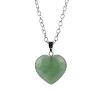 DOITOOL Pendant Necklace with Green Crystal Stylish Natural Stone Heart Shape Delicate Design Christmas Thanksgiving Suitable for Christmas or Thanksgiving Gifts and Business Partners for