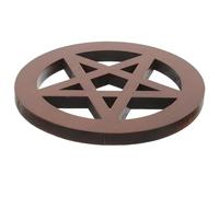 DOITOOL Pentacle Cup Coaster Wooden Altar Ornament Creative Five-pointed Star Carving Decorative Retro Style Adornment for Ritual Altar Decoration