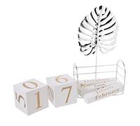 DOITOOL Perpetual Wooden Desk Calendar with Month and Date Blocks Reusable Calendar for Home Office Decor for School and Workspace
