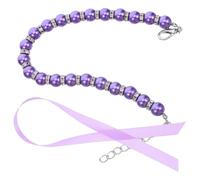 DOITOOL Pet Dog and Cat Pearl Necklace Collar with Purple Faux Pearls, Bling Metal Accessories and Ribbon Bow, Medium Size Kitten and Large Dog Jewelry Charm for Female Pets