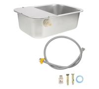 DOITOOL Pet Water Bowl, Automatic Dog Bowl Stainless Steel Silver Large Capacity Wide Shallow Basin for Small Dogs, Chickens, Outdoor Use