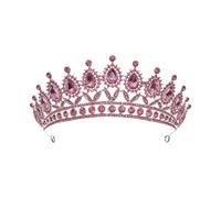 DOITOOL Pink Rhinestone Bride Crown Hair Accessory with Alloy Material and Elegant Design for Wedding and Business Use, Modern Bridal Tiara Headdress for Women