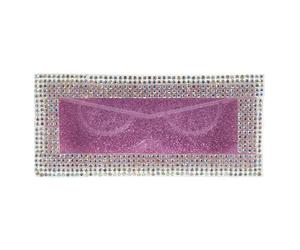 DOITOOL Pink Rhinestone Eyelash Storage Case with Slide Out Design and Tray, Keeps Fake Lashes Clean and Dry, Stylish Travel Lash Organiser for Parties and Everyday Use