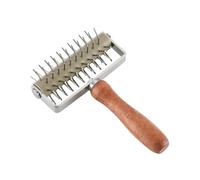 DOITOOL Pizza Dough Puncher Roller with Wooden Handle Stainless Steel Pizza Dough Docker Tool for Even Crust Baking Prevents Air Bubbles Cookie Pastry and Preparation