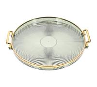 DOITOOL Plastic Tray and Stable Large Capacity with Gold Rim Circular for Beverage Serving and Snack Storage, Easy to Clean Decorative Tray Suitable for Tea and Coffee Table Use