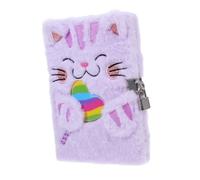 DOITOOL Plush Cat Locking Diary for Fuzzy Purple Cartoon Notebook with Secure Lock Soft Animal Themed Journal for Writing Drawing and Personal Secret Notes