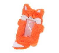DOITOOL Plush Photo Card Holder Keychain with Cute Orange Fox Design, Soft Fuzzy Photocard Sleeve for Id, Credit Cards and Kpop Photocards, Portable Badge Holder for Boys and Girls