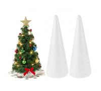 DOITOOL Polystyrene Craft Cones, 3 Solid White Foam Forms, Each 30 cm Tall | Blank Cone Bases for DIY Christmas Trees, Ribbon Wrapping, Fabric Decorations and Handmade Table Displays, Bottom Design