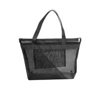 DOITOOL Portable Black Mesh Toiletry Bag for Travel and Camping, Large Capacity Polyester Bathroom Shower Bag Suitable for Shower Bottles and Underwear, for Travelers and Gym Members