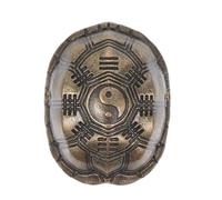 DOITOOL Portable Handheld Brass Turtle Statue with I-ching Coins for Fortune-telling and Wealth, Copper Turtle Shell Sculpture Unique Decor for Office Desk or Home