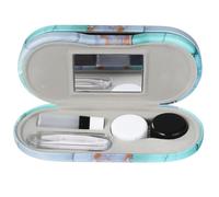 DOITOOL Portable Multipurpose Double Layers Eyeglasses and Contacts Holder with Mirror Pu Flocking Cloth Eyeglass Case for Backpack and Car Travel