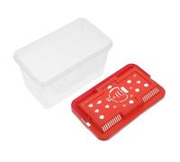 DOITOOL Portable Pet Carrier Box with Handle, Medium Red Reptile Feeding and Critter Keeper Tank for Hamsters, Turtles, Betta Fish - Suitable for Travel and Home Use