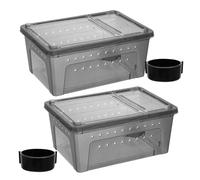DOITOOL Portable Reptile Feeding Box for Scorpion and Leopard Gecko with Spacious Habitat and Observation Made of Sturdy Plastic with Water Bowl for Easy Pet Keeping