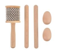 DOITOOL Portable Wooden Cabasa Instrument Set with Egg-shaped Metal Beads, Handheld Rhythm Percussion for Music Lessons and Rehearsal Rooms, Enhanced Classroom Rhythm Practice