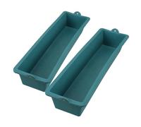 DOITOOL Poultry Feeder Trough for Chicken and Livestock Feeding, Small Rectangle Plastic Fodder Pot 2pcs, Sturdy Outdoor Farm Feed Container for Ducks Geese Sheep Pigs