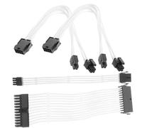 DOITOOL Power Supply Cable Extension Kit, Power Supply Extension Cables with 24pin Atx, 4+4pin and 2x8pin Pcie Gpu Leads, Copper Core, White, for PC Builds