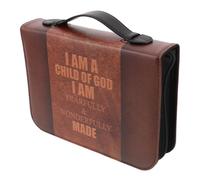 DOITOOL Pu Leather Bible Book Cover with Handle and Multiple Inner Pockets Spacious Zippered Bible Bag for Religious Activities and Study Groups Vintage Style Back to School Decor