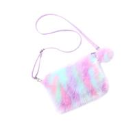 DOITOOL Purple Tie Dye Plush Shoulder Bag for Ladies Cross Body | PU Plush Rainbow Shape, One Shouldered Sling Style, Large Capacity Street Use, Fashionable Adorable