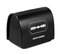 DOITOOL Razor Blade Disposal Container Iron Box for Double-Single Edge Safety Storagement with Removable Lid Practical Black Blade Storage Case for Home and Barber Shop Use