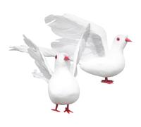 DOITOOL Realistic White Artificial Dove Figurine Pair with Feather and Foam Material, Compact and Portable Design for Holiday Parties and Home Decoration