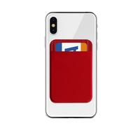 DOITOOL Red Adhesive Card Holder Stick on 2 Pcs PU PVC Phone Wallet | Elastic Back Pocket for Credit Cards Id and Cash, Reusable Adhesive Backing, No Sticky Residue