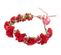 DOITOOL Red Floral Headband for Women Lightweight Cloth Wedding Dress Accessory with Delicate Design, Convenient to Carry, for Parties and A Variety of Occasions