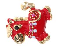 DOITOOL Red Horse Brooch Pin for Women and Men Featuring Rhinestone and Copper Material, Resistant to Fading with Eye-catching Design, for Everyday Wear and Spring Festival Blessing