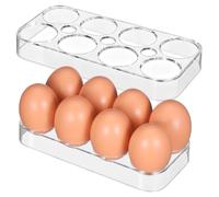 DOITOOL Refrigerator Egg Tray 2-Pack Large Capacity Egg Storage Container Practical Fridge Organizer for Kitchen Storage 6.89X3.35X0.79In