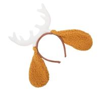 DOITOOL Reindeer Antler Headband with Dog Ears Plush Costume Accessory for Women and Adults Fit Deer Horn Hairband for Birthday Parties Cosplay and Festive Celebrations