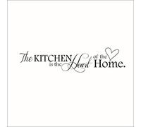 DOITOOL Removable Vinyl Kitchen Wall Stickers Quote Decal The Kitchen is The Heart of DIY Wall Decoration 23.6X6.3 Inches Easy Apply Reusable