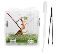 DOITOOL Reptile Breeding Case Set with Forceps and Dropper, Medium Acrylic Spider Cage for Small Florida Jumping Spiders, Insect Habitat Terrarium for Pet Breeding Random Style