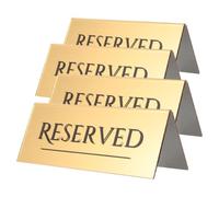 DOITOOL Reserved Table Signs Not Easy to Break 4pcs Acrylic Golden Colour with Decorative Design Elegant Minimalist Style for Wedding and Party Seating for Rustic and Formal Events