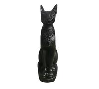 DOITOOL Resin Ancient Egypt Cat Statue: Egyptian Goddess Cat Figurine Bastet Form Figure Egypt Eduional Sculpture Home Decor Black