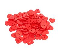 DOITOOL Resin Buttons Lovely Decorative Clothing Buttons 100pcs Red Heart-Shaped Not Easy to Decay or Deform for Sewing and Crafting for Knitting and Collections