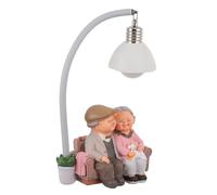 DOITOOL Resin Elderly Couple Figurine Cat Night Light, Romantic Grandparents Ornament for Wedding Anniversary, Home Decoration Collectible Gift for Valentines Day and Living Room