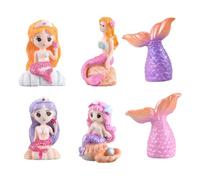 DOITOOL Resin Mermaid Statue 6 Pcs Shell Decor Creative Micro Landscape Ornament for Bonsai and Gardening Delicate Gift