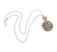 DOITOOL Retro Pocket Watch Pendant Necklace, Vintage Steampunk Bronze Quartz, Ancient Sailing Ship Design, Precise Timekeeping, for Dad and Women, Party Decoration Costume Prop