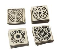 DOITOOL Retro Square Hollow-Out Wood Slice Frames Scrapbook Photo Album Decorations 30pcs Fine Workmanship Wooden Pieces in Khaki Colour for Art and Craft Projects