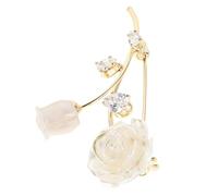DOITOOL Rose with Women and for White Pin Men Brooch Elegant Flower Featuring Wear-resistant Copper and Zircon Material Versatile Lapel Pin Style Suitable for Special Occasions and Formal