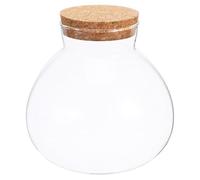 DOITOOL Round Glass Jar Terrarium Container Succulent Plant Terrarium Buds Vase Message Wishes Bottle with Cork Lid Candy Jar Glass Planter for Fern Moss Succulent Air Plants