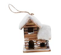 DOITOOL Rustic Wooden Christmas Village Mini Houses with LED Lights and Faux Snow Snowy Holiday Decor for Table Centerpiece Tree Ornaments Office and Home Winter Display