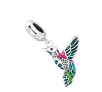 DOITOOL S925 Silver Kingfisher Bird Charm Pendant Colorful Bead Jewelry Making Supply for DIY Necklace and Bracelet Cute Bird Accessories for Crafting