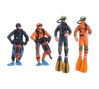 DOITOOL Scuba Diving Figurines 4Pcs Miniature Diver Decorations for Sand Table Ocean Scene Ornaments Waterproof Plastic Figures for Beach Pool Garden Teaching